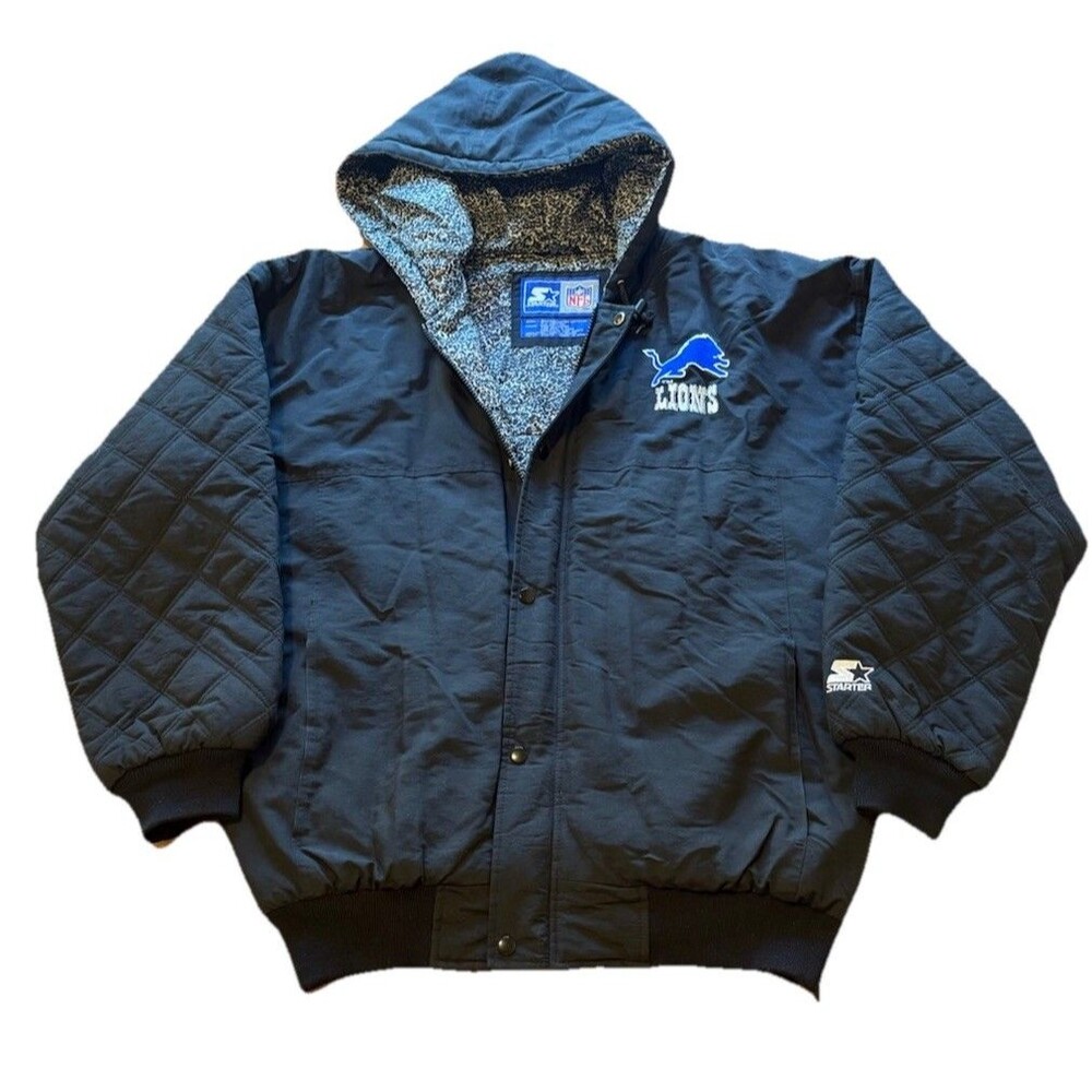 Rare Vintage 90’s Detroit Lions Starter Jacket Elephant Print Interior Men’s L